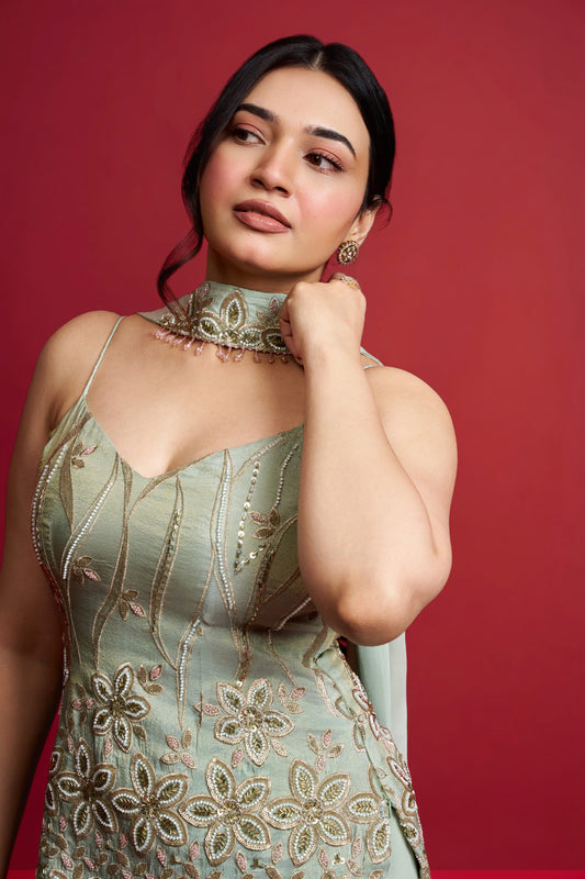 Sage Green Sharara Set